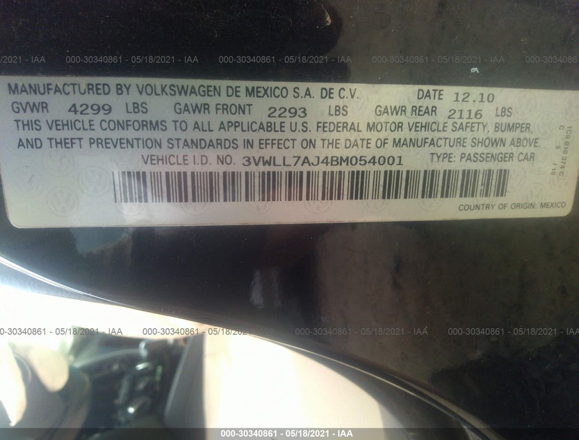 3VWLL7AJ4BM054001