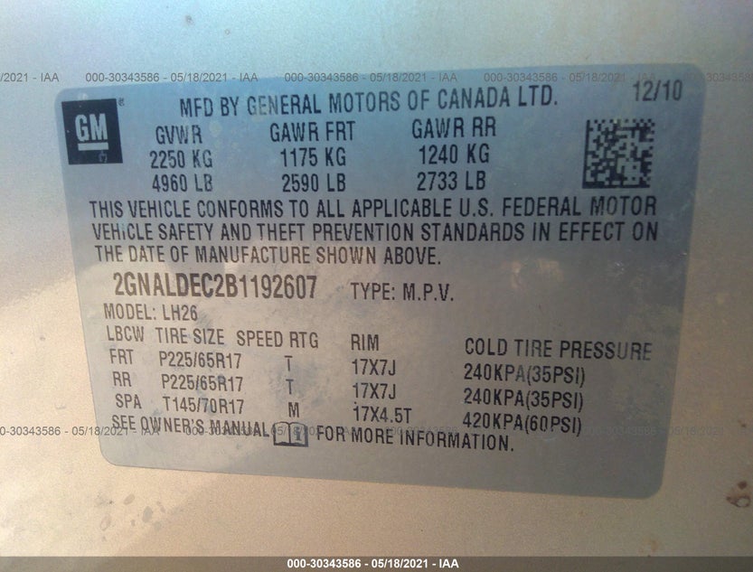 2GNALDEC2B1192607
