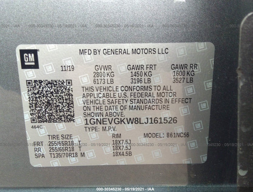1GNEVGKW8LJ161526