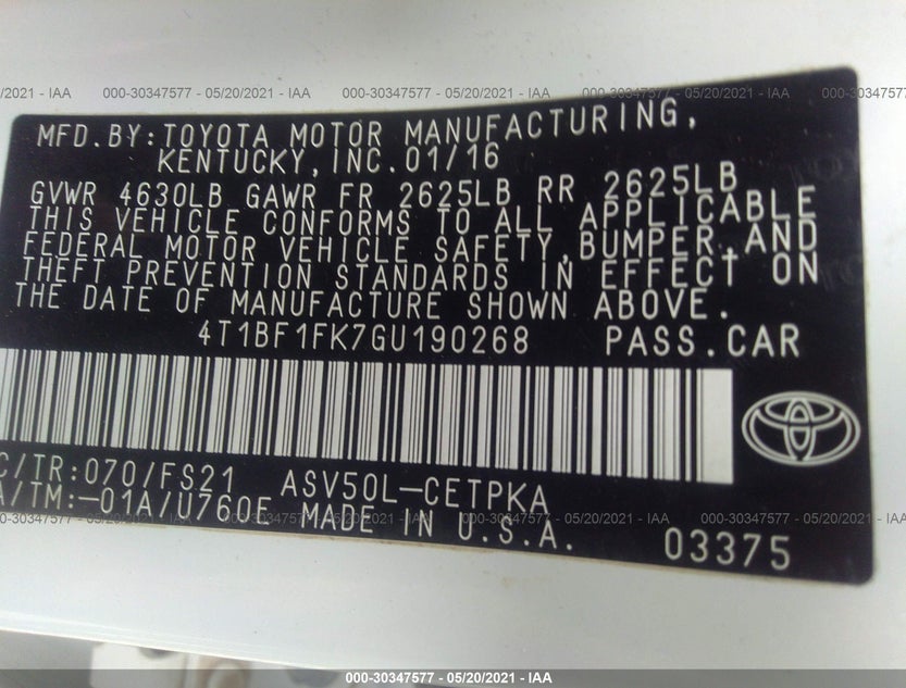 4T1BF1FK7GU190268