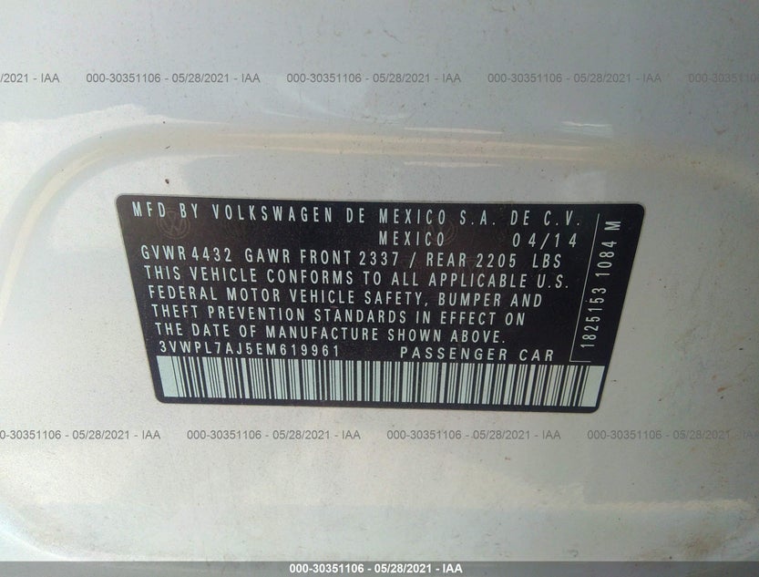 3VWPL7AJ5EM619961