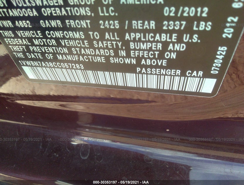 1VWBN7A38CC057283