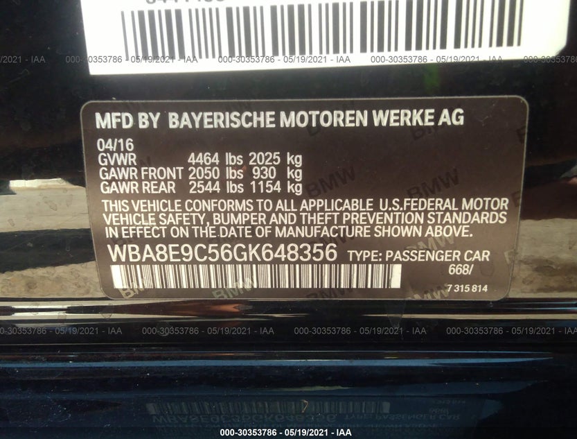 WBA8E9C56GK648356