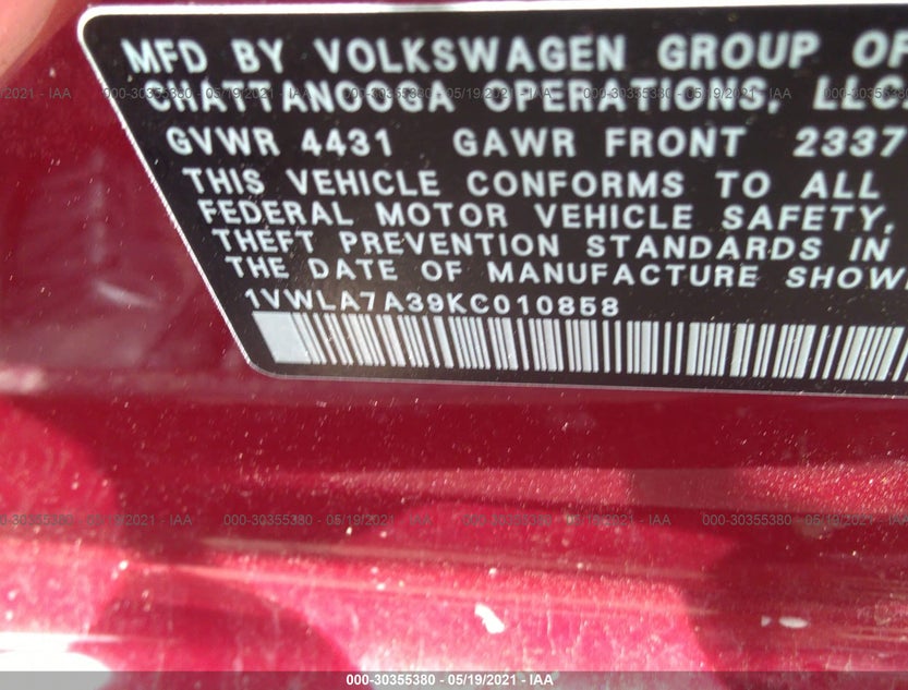 1VWLA7A39KC010858