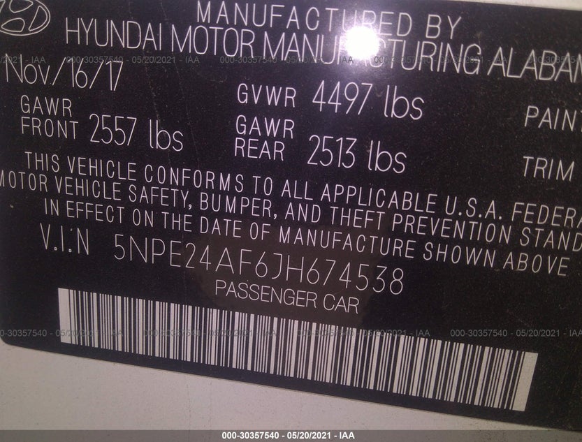 5NPE24AF6JH674538