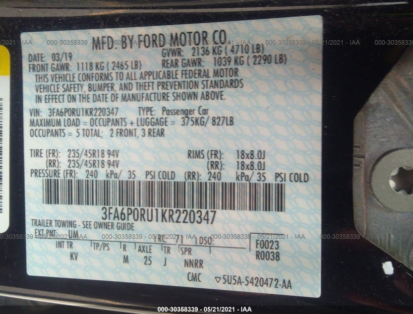 3FA6P0RU1KR220347