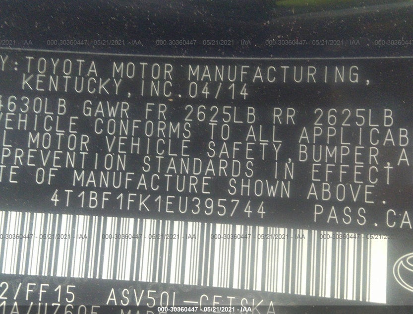 4T1BF1FK1EU395744