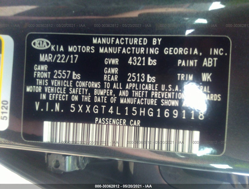 5XXGT4L15HG169118