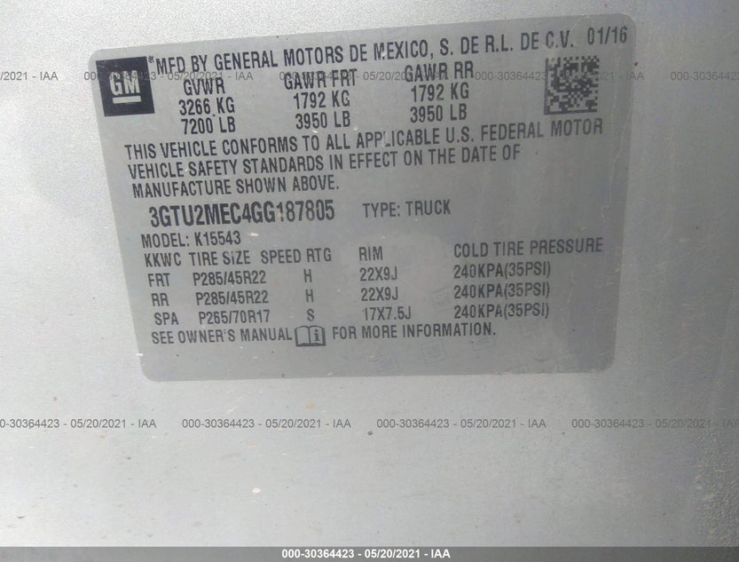 3GTU2MEC4GG187805