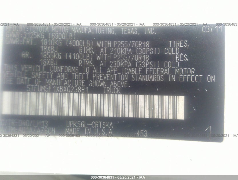 5TFUM5F1XBX023881