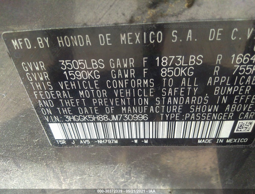3HGGK5H88JM730996