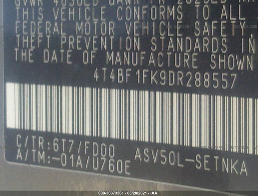 4T4BF1FK9DR288557