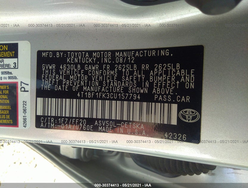 4T1BF1FK3CU157794