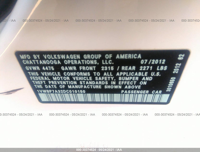 1VWBP7A32DC010150