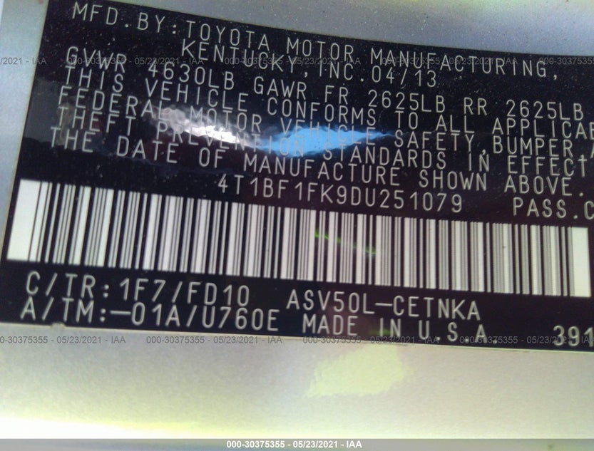 4T1BF1FK9DU251079