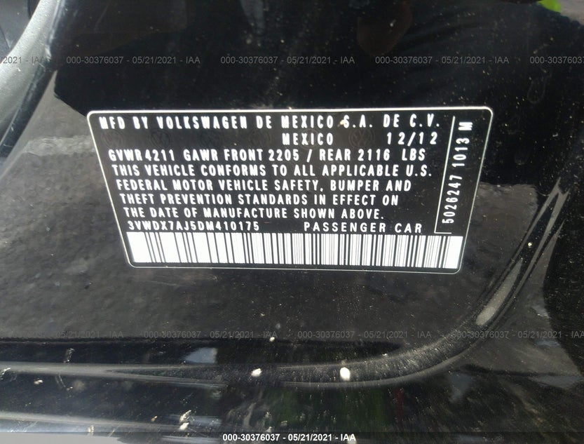 3VWDX7AJ5DM410175