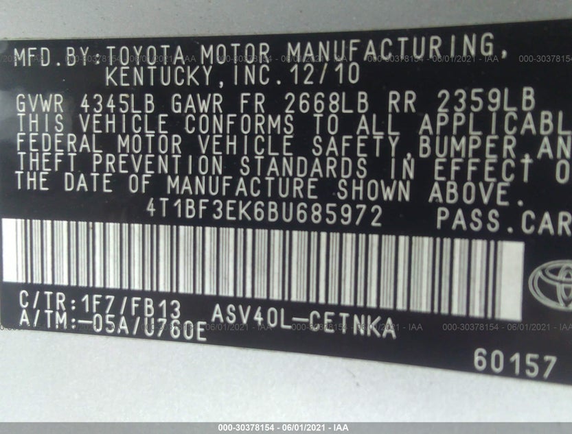 4T1BF3EK6BU685972