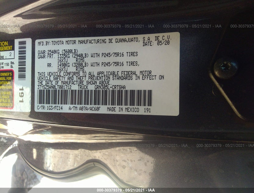 3TYSZ5AN0LT001712