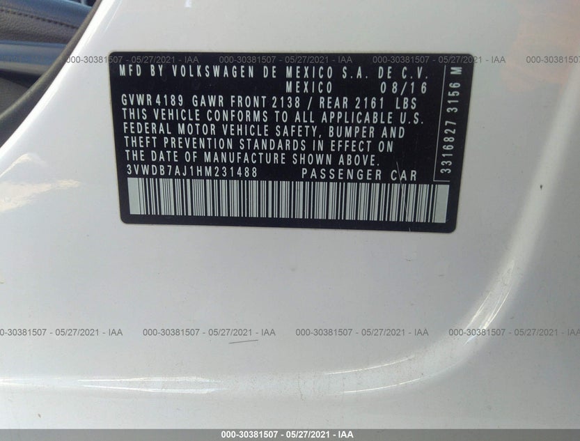 3VWDB7AJ1HM231488