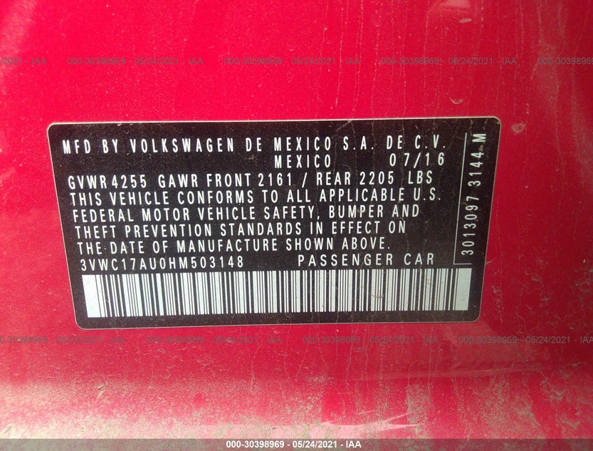 3VWC17AU0HM503148