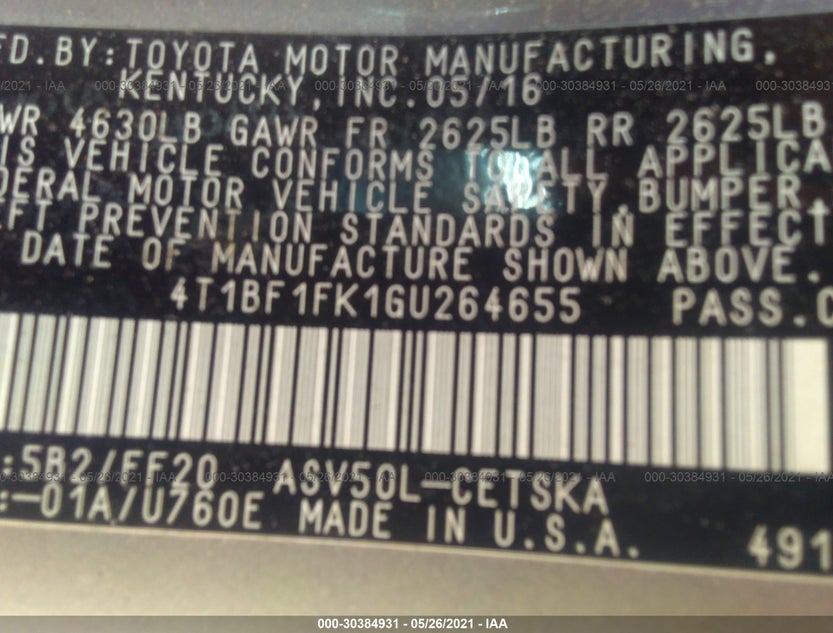4T1BF1FK1GU264655