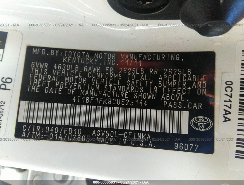 4T1BF1FK8CU525144