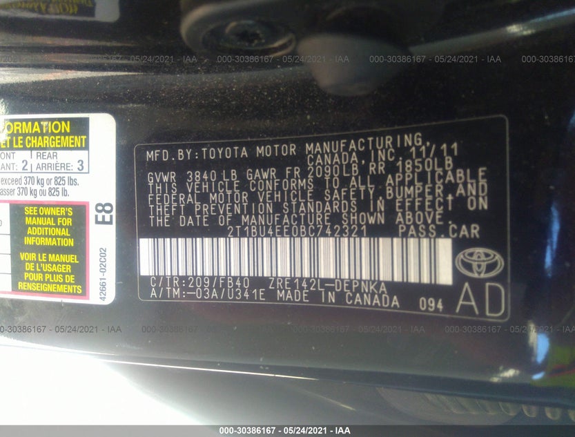 2T1BU4EE0BC742321