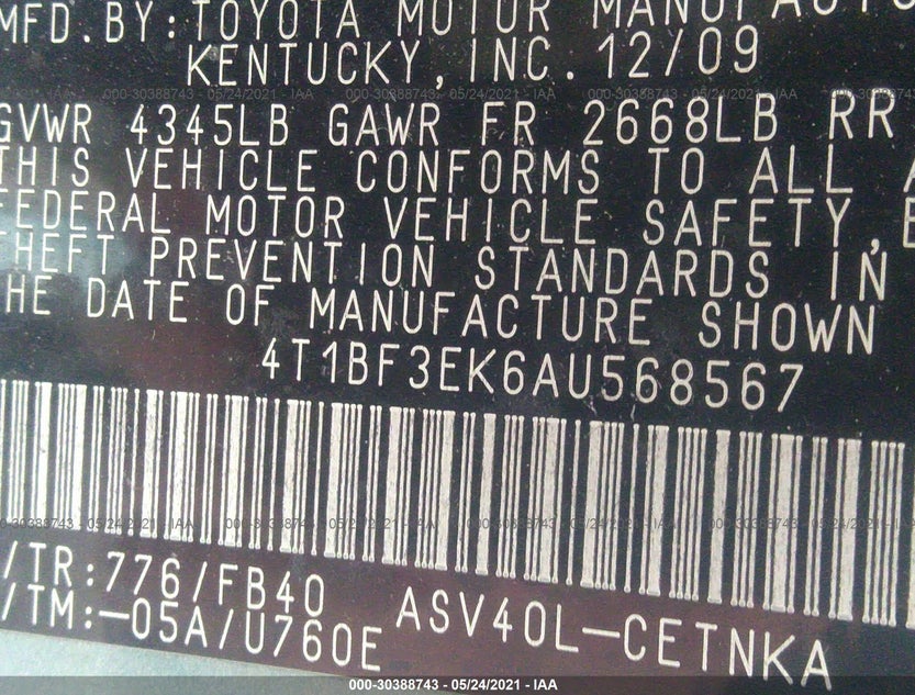 4T1BF3EK6AU568567