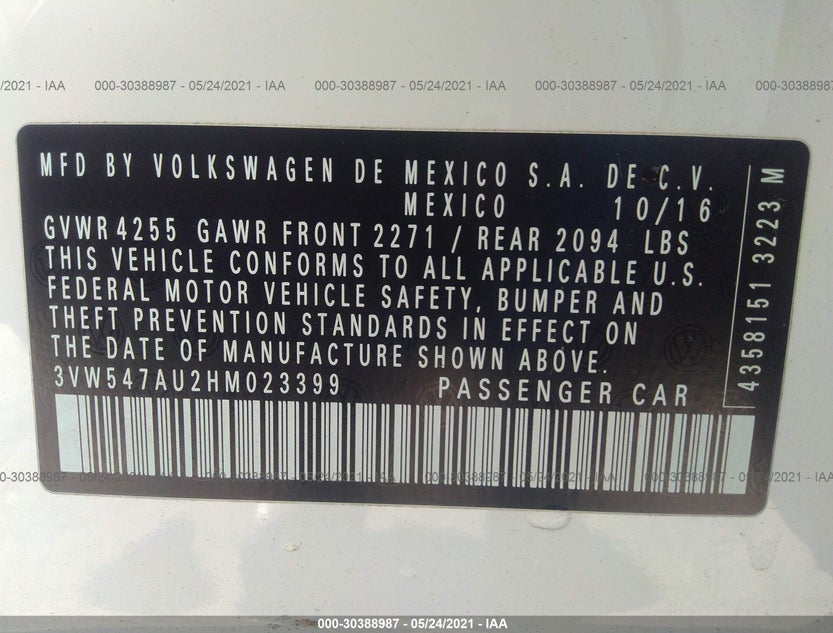 3VW547AU2HM023399