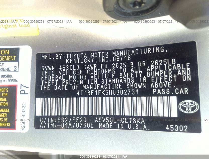 4T1BF1FK5HU302731