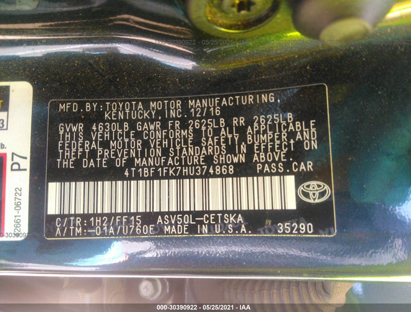 4T1BF1FK7HU374868