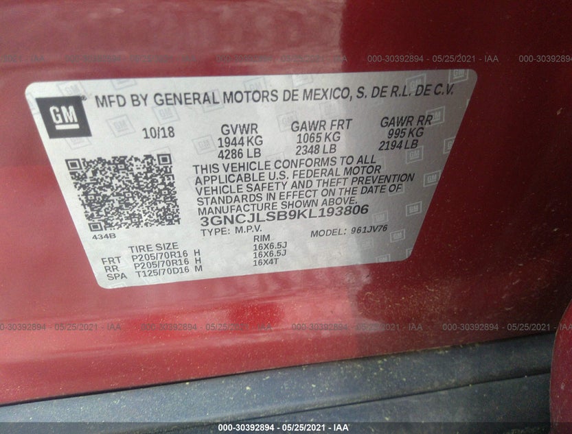 3GNCJLSB9KL193806