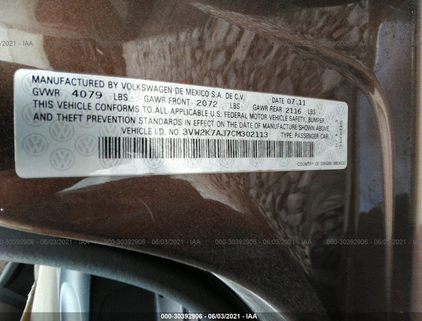 3VW2K7AJ7CM302113