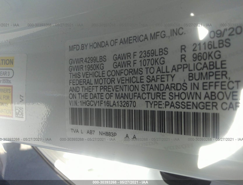 1HGCV1F16LA132670