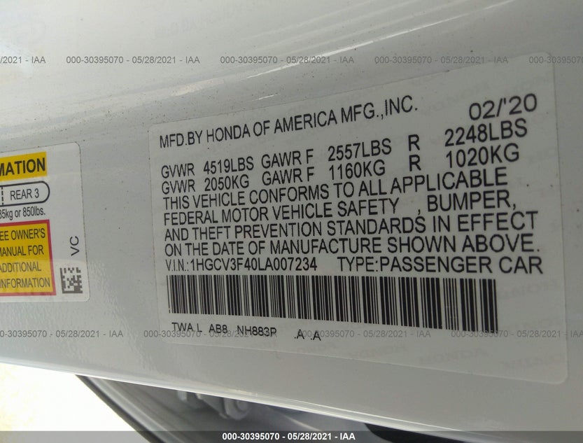 1HGCV3F40LA007234