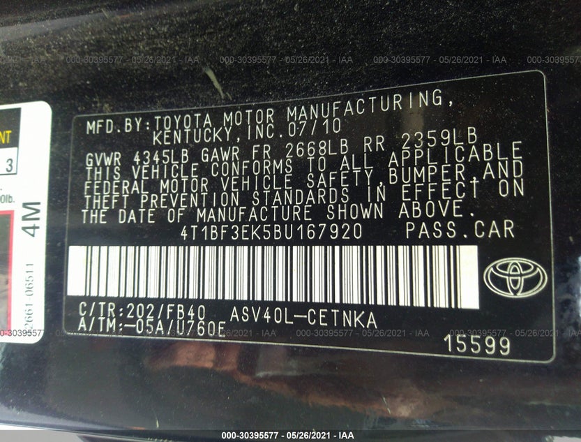 4T1BF3EK5BU167920