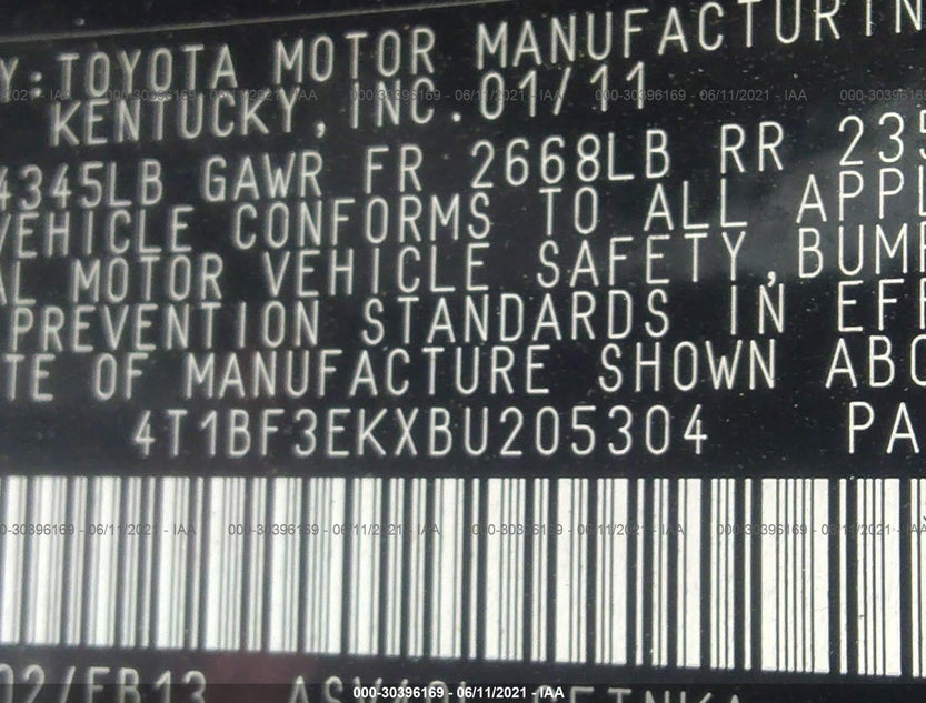 4T1BF3EKXBU205304