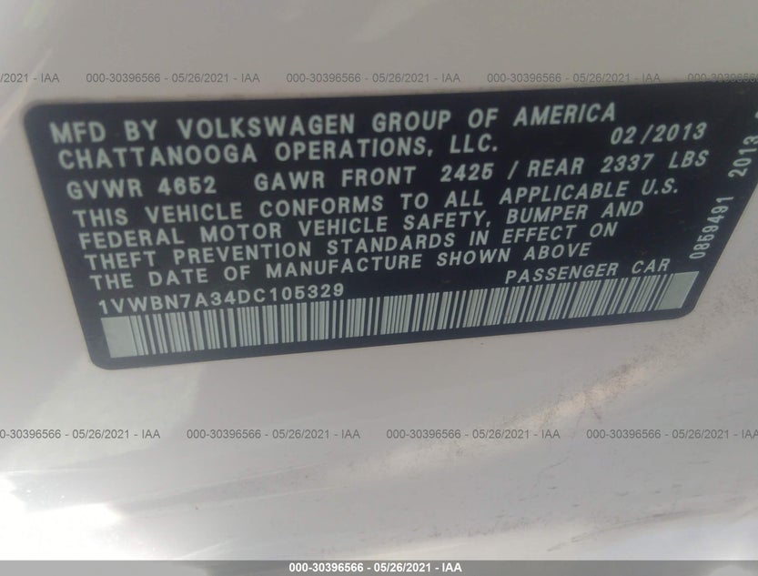 1VWBN7A34DC105329