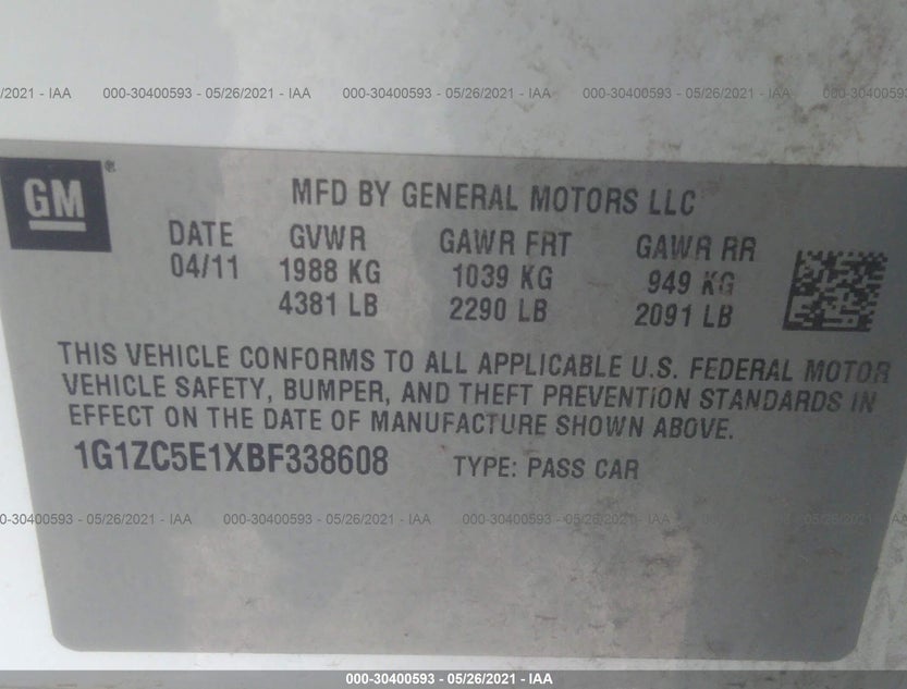 1G1ZC5E1XBF338608