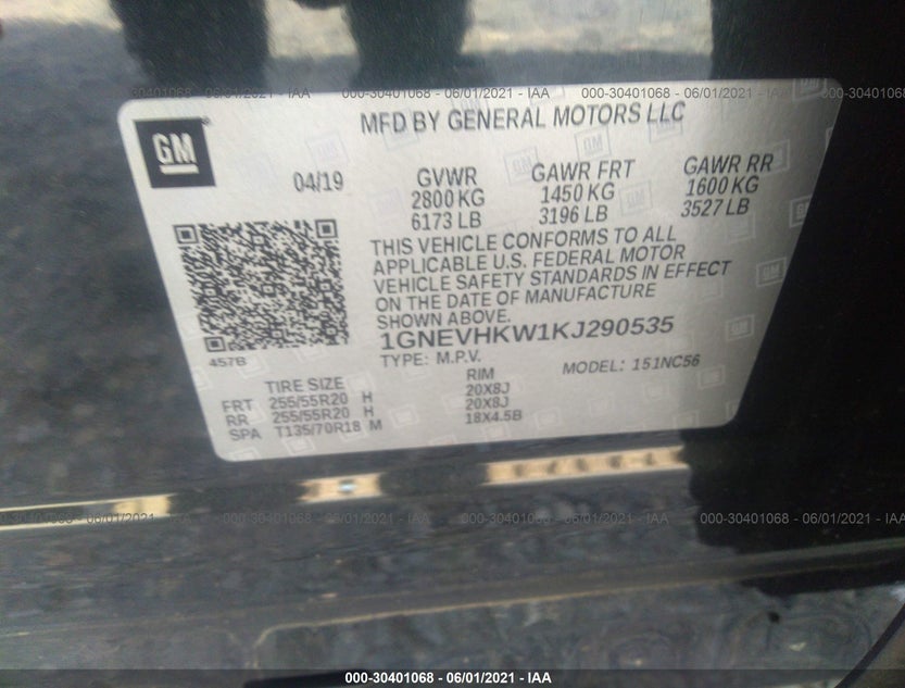 1GNEVHKW1KJ290535
