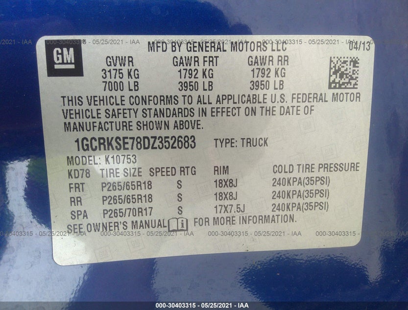 1GCRKSE78DZ352683