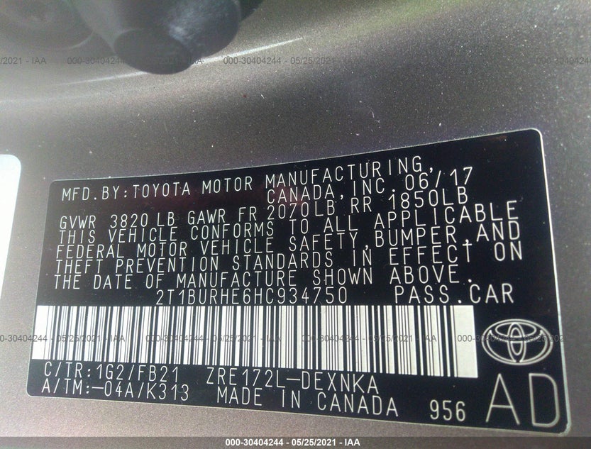 2T1BURHE6HC934750