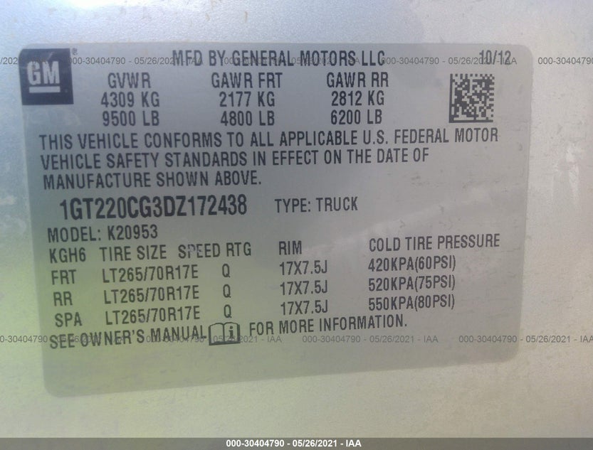 1GT220CG3DZ172438