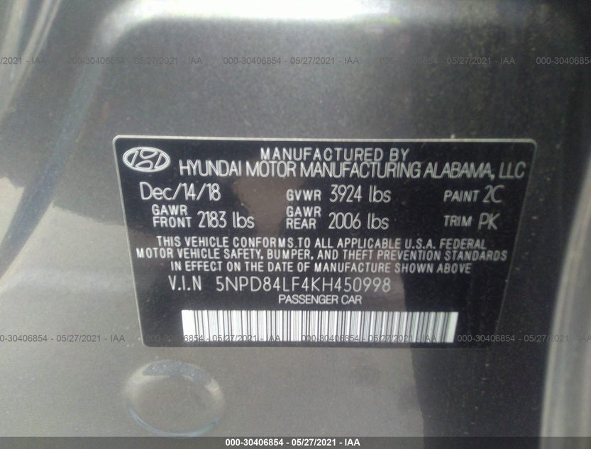 5NPD84LF4KH450998
