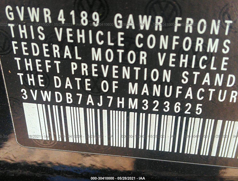 3VWDB7AJ7HM323625