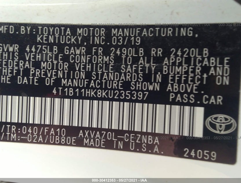 4T1B11HK8KU235397