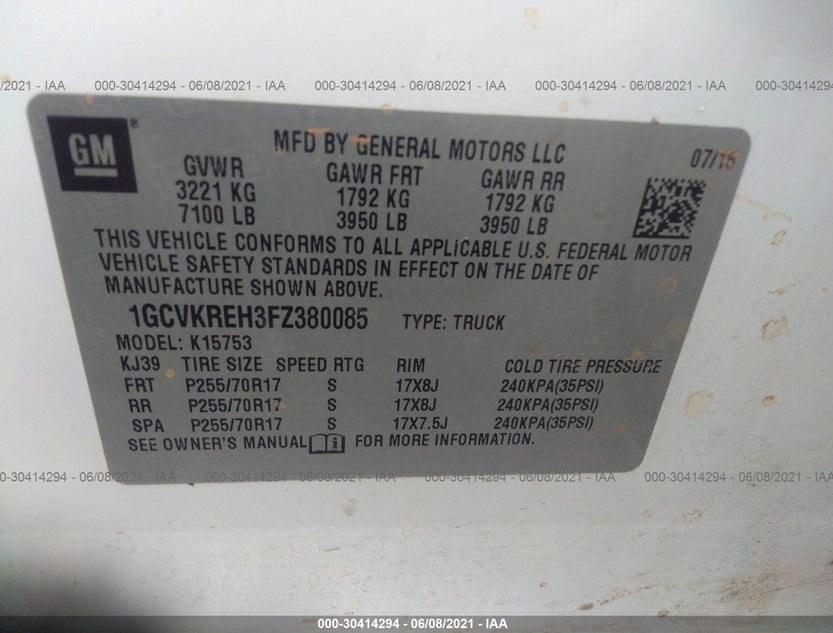 1GCVKREH3FZ380085