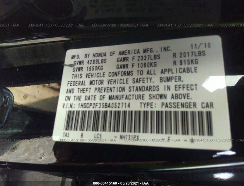 1HGCP2F35BA052714