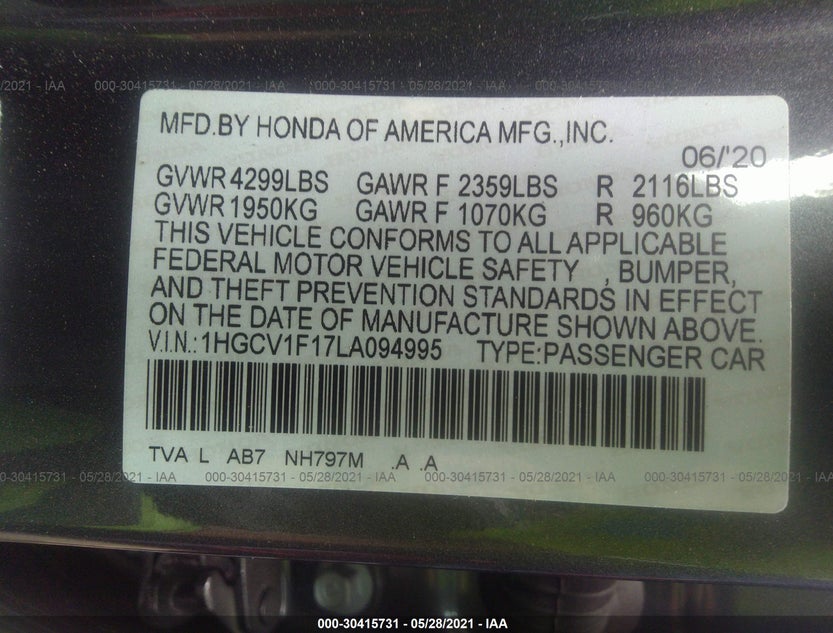 1HGCV1F17LA094995