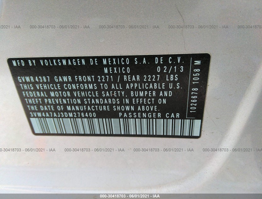 3VW4A7AJ3DM276400